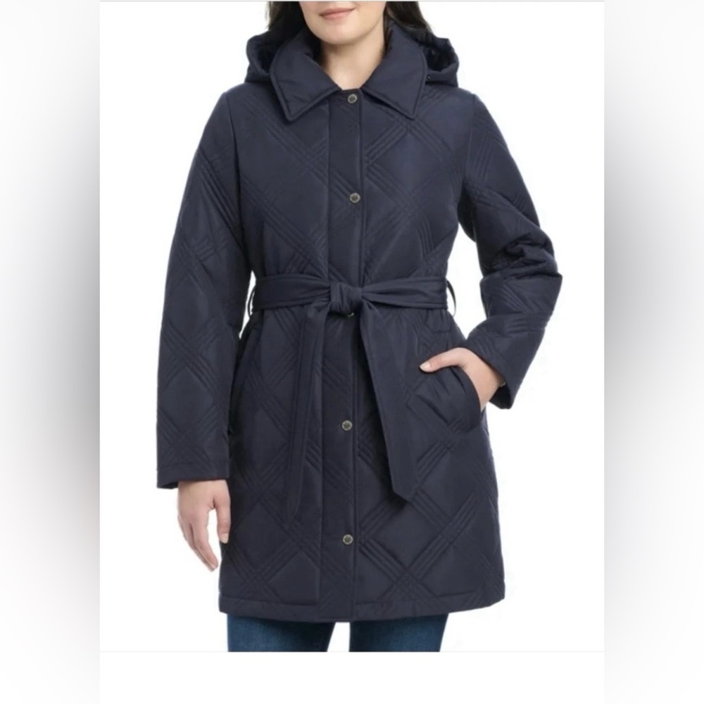 NWT! Jones New York Women's Navy Quilted Coat in Size Large